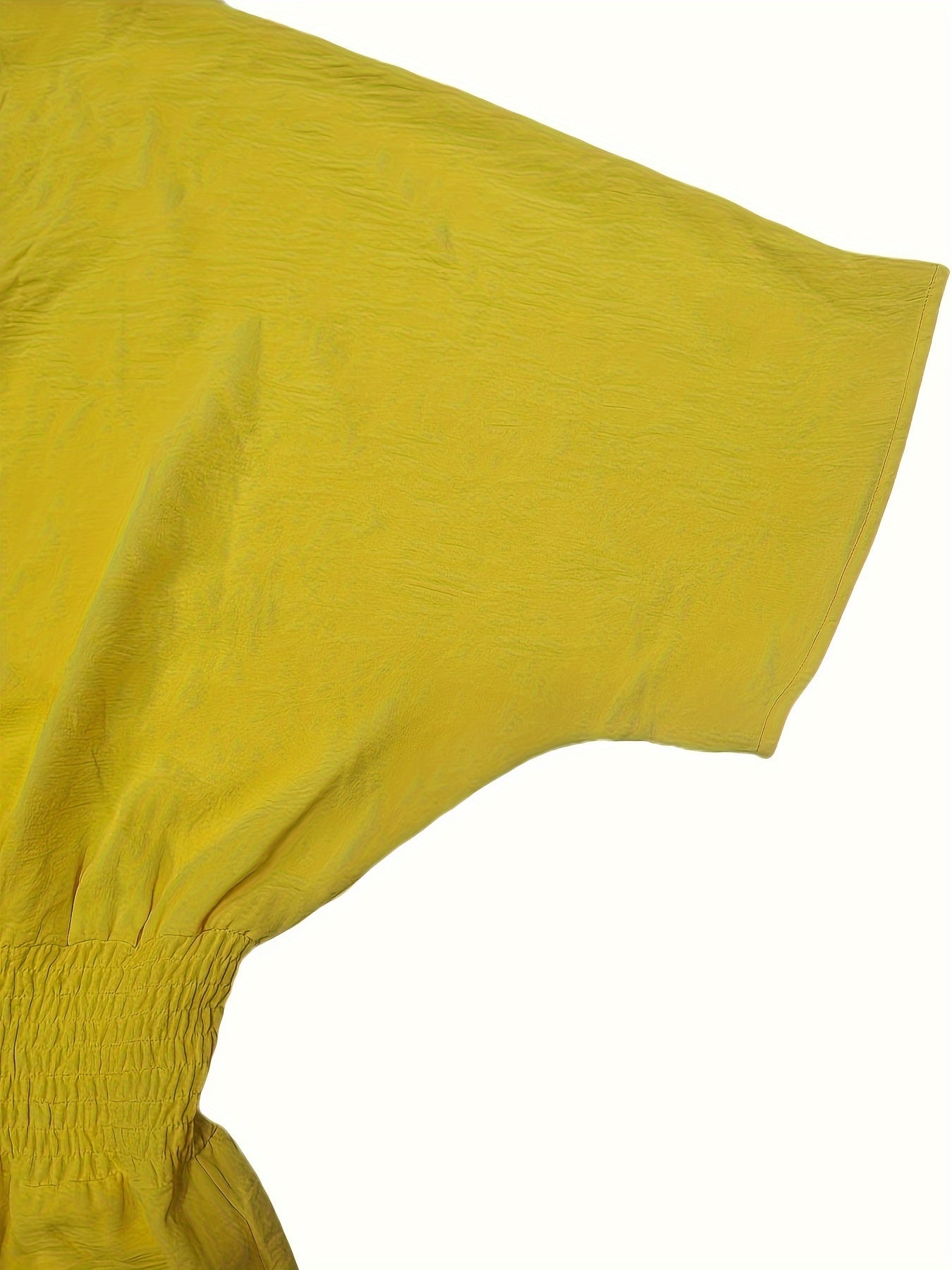 Mono casual de manga corta con escote en V y fruncido para mujer talla plus