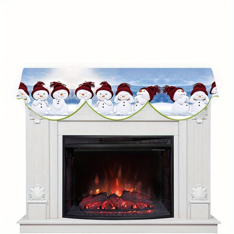Christmas Snowman Fireplace Cover Polyester Cape Scarf 49.78cmx78.7cm Indoor Decor