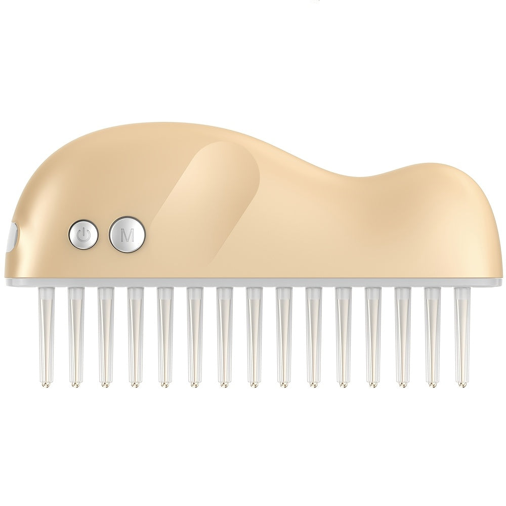 Portable Electric Scalp Massager Comb USB Rechargeable Head Relaxation Tool with Green Accents