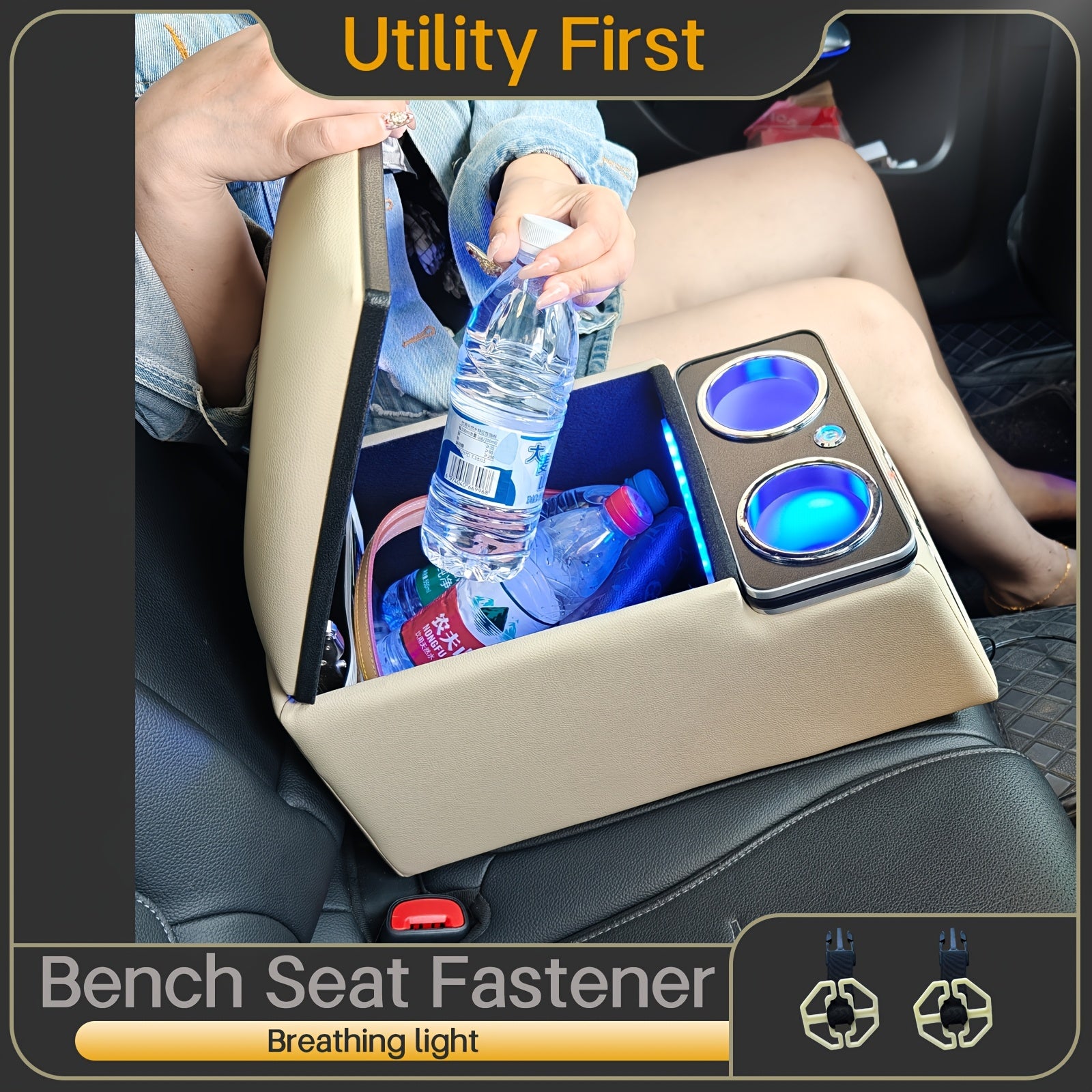 Ящик для хранения подлокотника в центре автомобиля с USB-портами и держателем для телефона