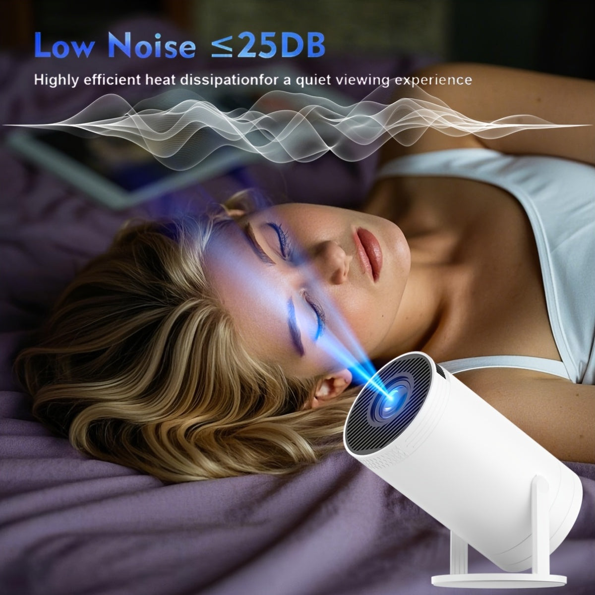 Mini Portable Projector 1080P 180° Rotatable 3.3m Screen White