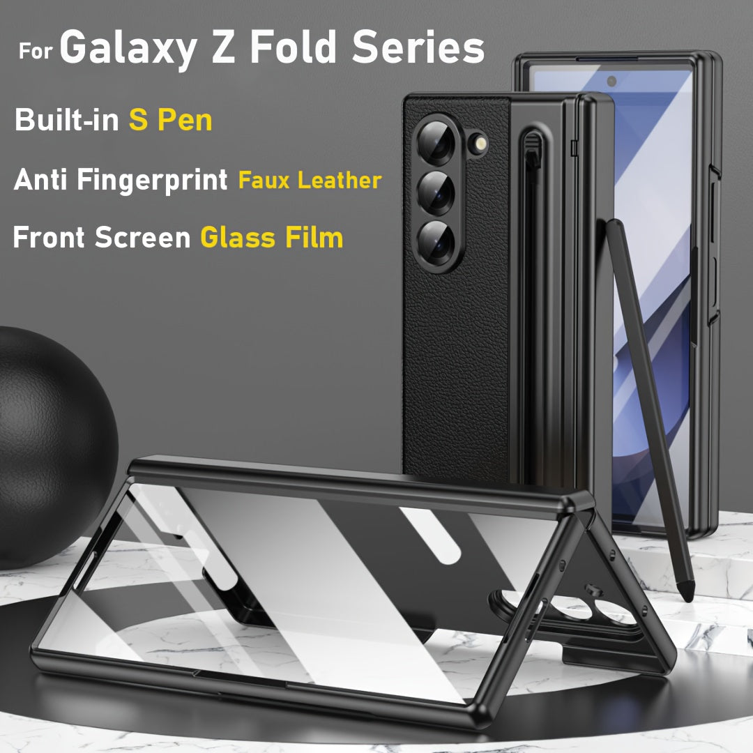 Galaxy Z Fold6 Case with Built-in S Pen Hinge Protection Shockproof Screen Protector Ultra-Thin Black Blue Green Pink