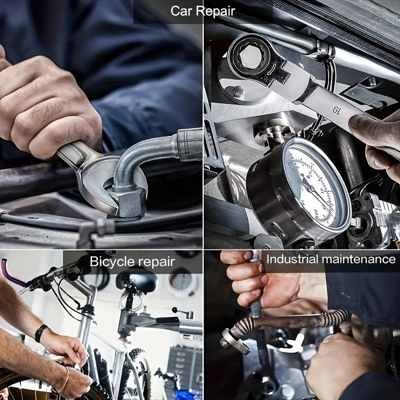 Гибкий головной трещоточный ключ из прочного металла, ручной инструмент для ремонта автомобилей, мотоциклов, велосипедов