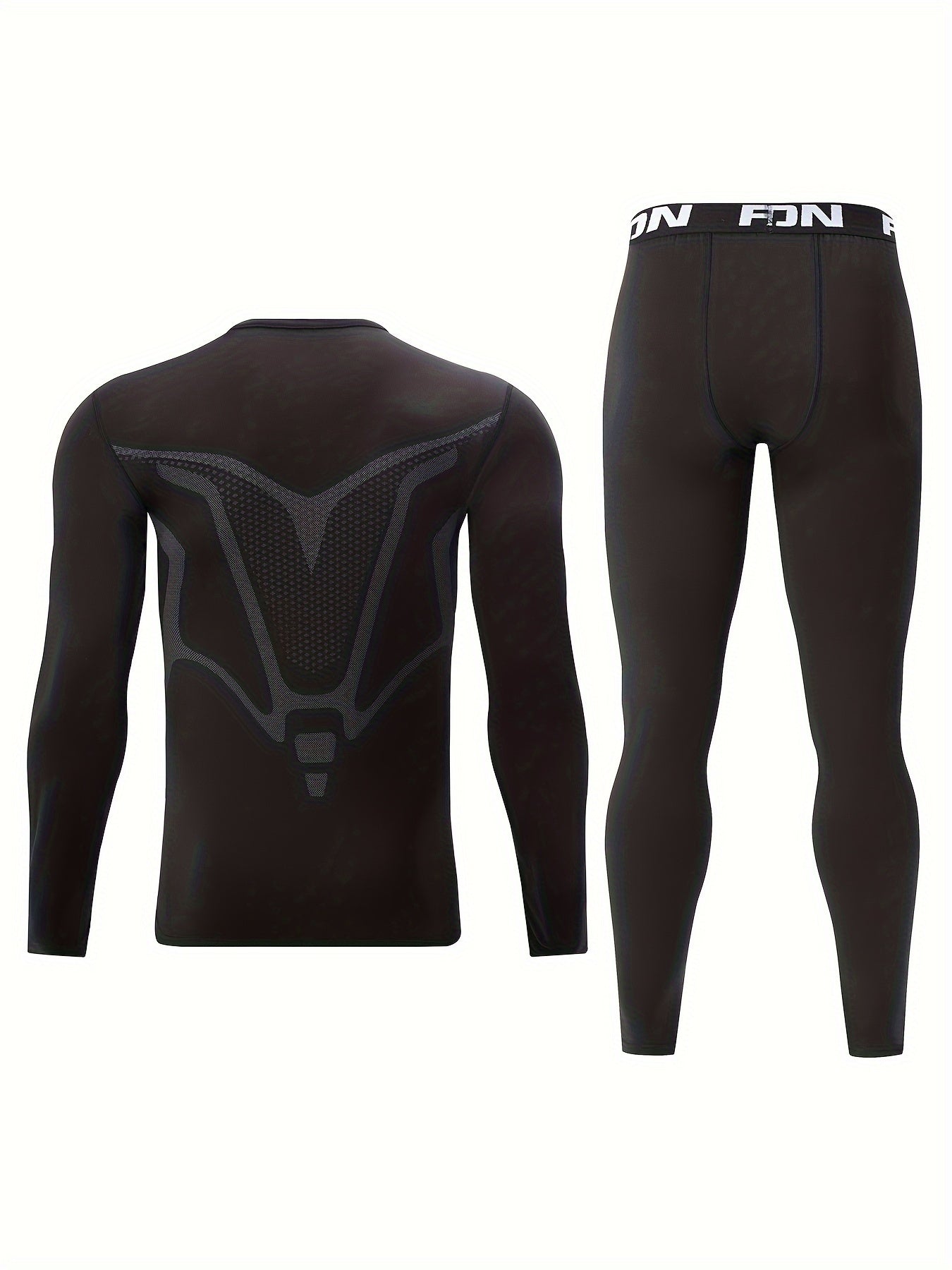 Conjunto de traje deportivo térmico para hombre de 2 piezas, ajuste delgado de invierno, poliéster para esquí y fitness