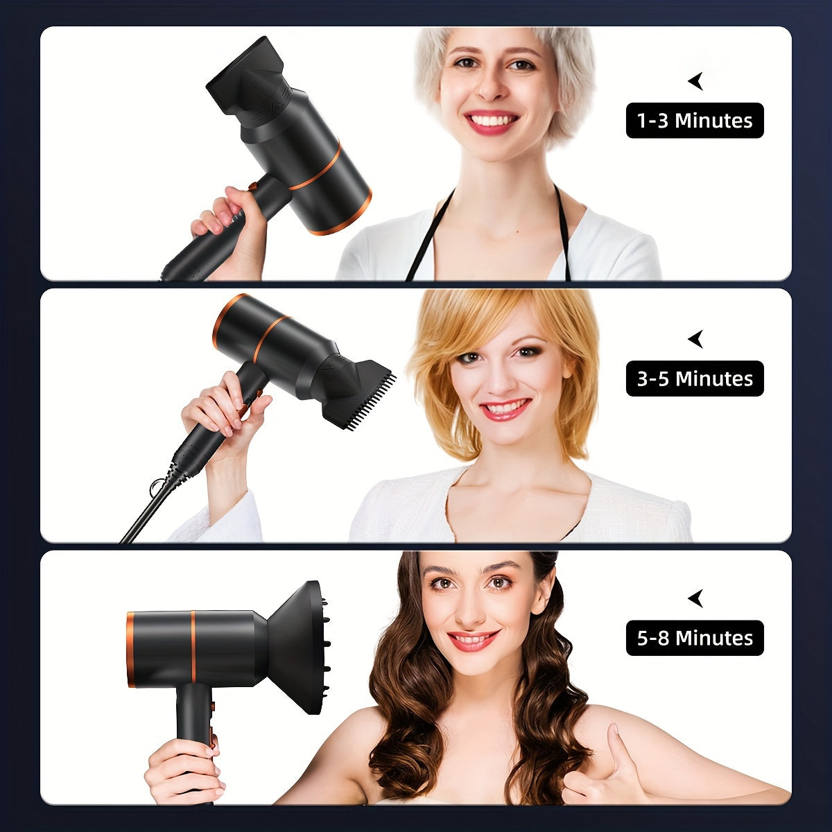 Профессиональный фен для волос Negative Ion мощностью 1300 Вт с холодным и горячим воздухом для домашнего использования и путешествий