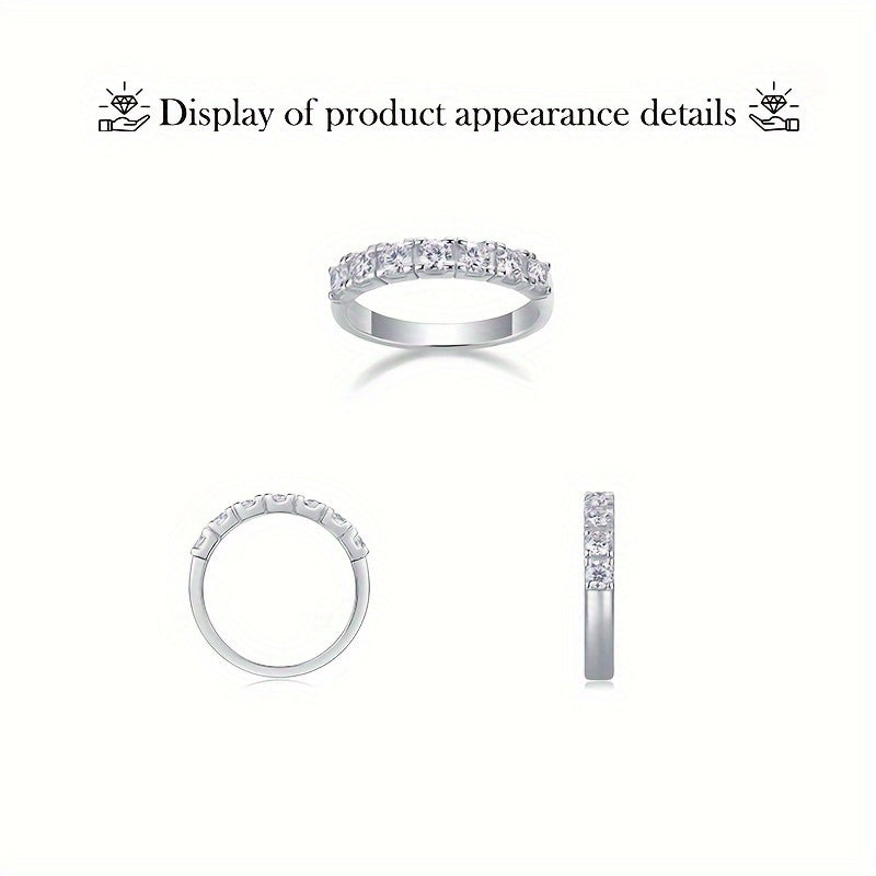 Unisex Sterling Silver Moissanite Ring 0.7 Carat Engagement Wedding Party Gift