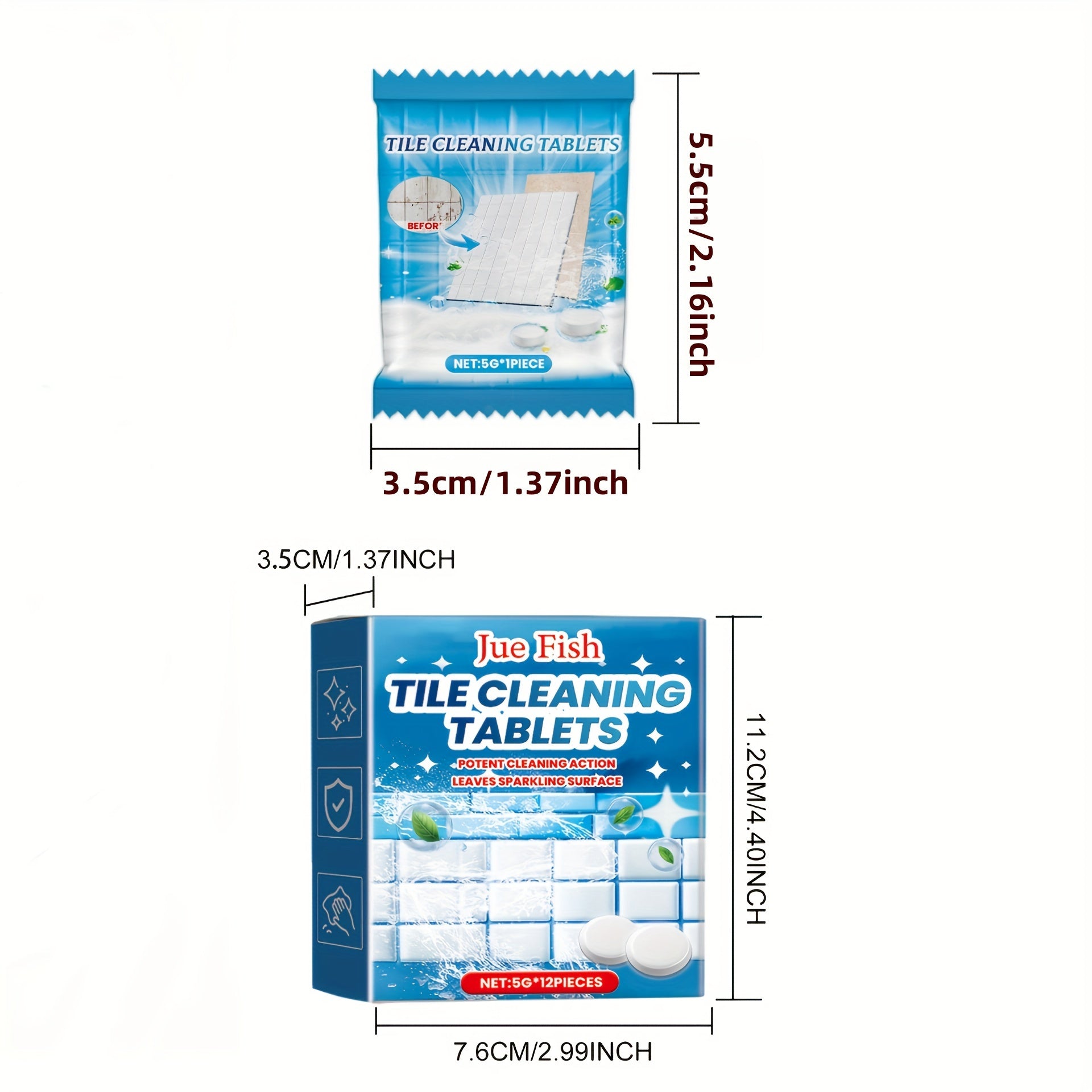 "Qizil Tile Tozalovchi Tabletkalari - 1 Paket, Hammom va Devor Plitalari uchun Yumshoq Limon Hidli Kislota Formulasi, Dog'larni Yo'qotadi va Sirtlarni Yaltiratadi"