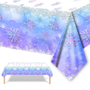 Blue and Purple Snowflake Tablecloth 107.95x179.83cm for Dinosaur Birthday Parties