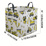 Foldable Canvas Laundry Basket with Waterproof Coating for Clothes and Toys, Large Storage