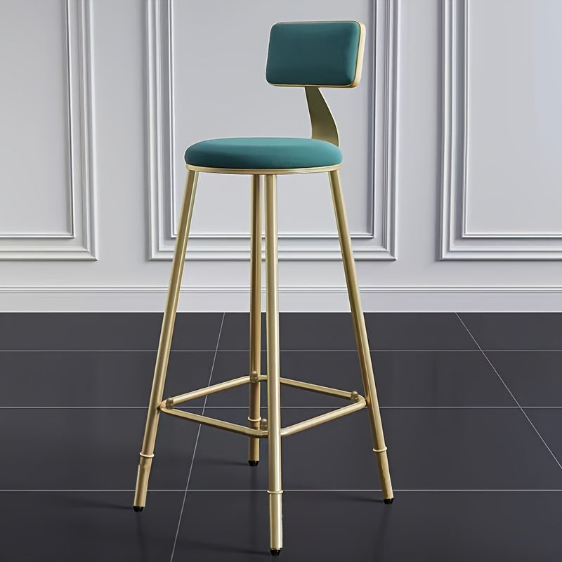 Metal Ramka Vintage-Uslubidagi Yuqori Bar Stul, Orqa O'rindiq va Oyoq O'rindig'i bilan, Oshxona Counter, Ovqatlanish Xonasi yoki Uy Bar uchun Mukammal, Yumshoq O'rindiqli