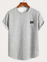 Men's Short Sleeve T-Shirt with Embossed Pattern Made of 100% Polyester Knit Fabric