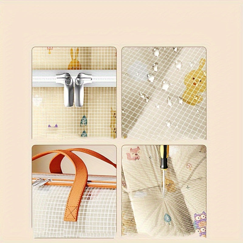 Bolsa de almacenamiento de malla de PVC impermeable para ropa y edredones, organizador de embalaje para mover debajo de la cama