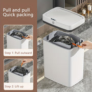 Tegmasdan 15L chiqindi qutisi, avtomatik qopqoq ochilishi bilan, oshxona, hammom va yotoqxona uchun ideal. Batareyalar bilan ishlaydi (batareyalar kiritilmagan).