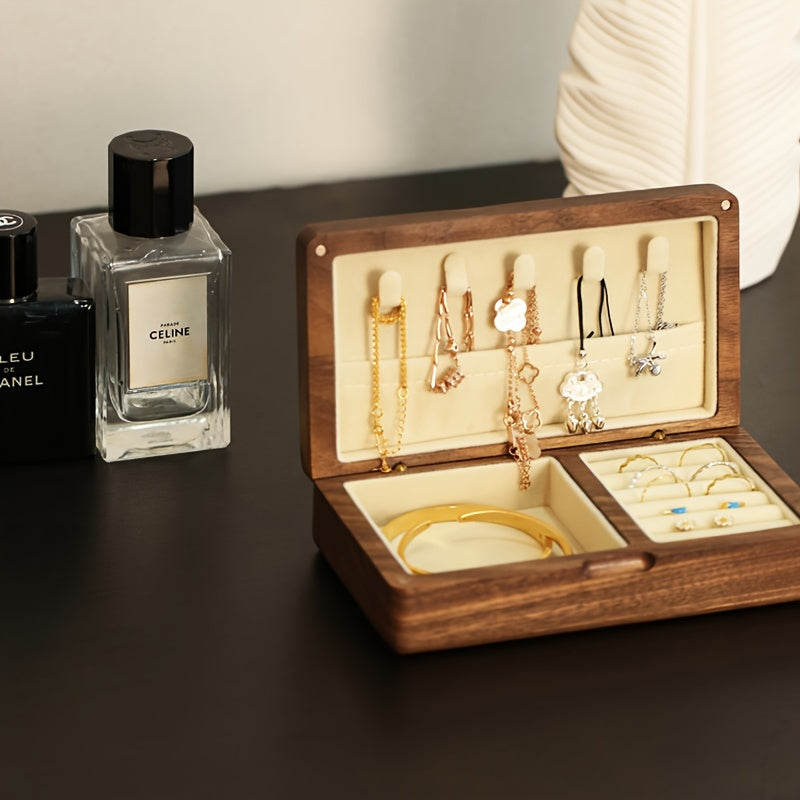 Caja de joyería de madera maciza para bodas, Día de San Valentín, organizador de compromiso para accesorios y recuerdos de novia