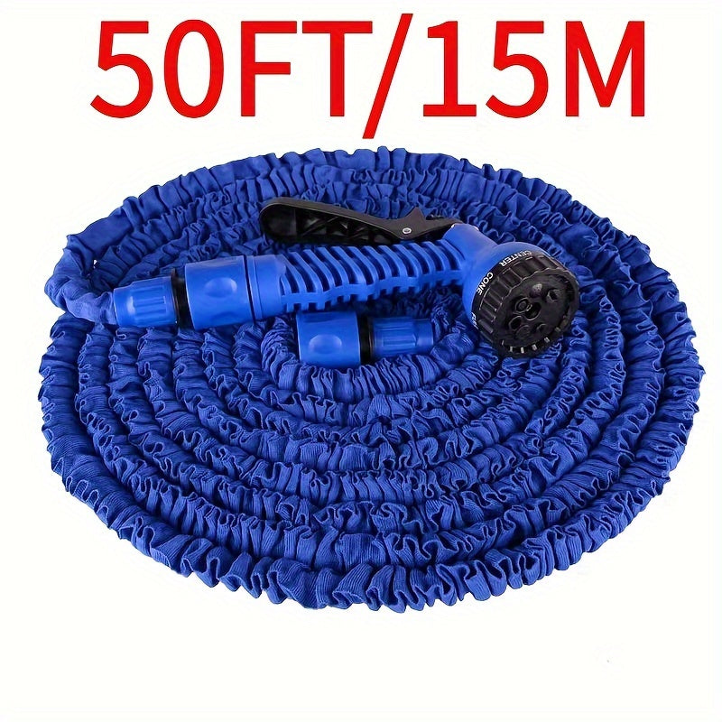 Универсальный выдвижной садовый шланг с распылителем, прочный резиновый материал для мойки автомобилей под высоким давлением и орошения. Совместим со стандартами резьбы в Европе и Америке, доступен в