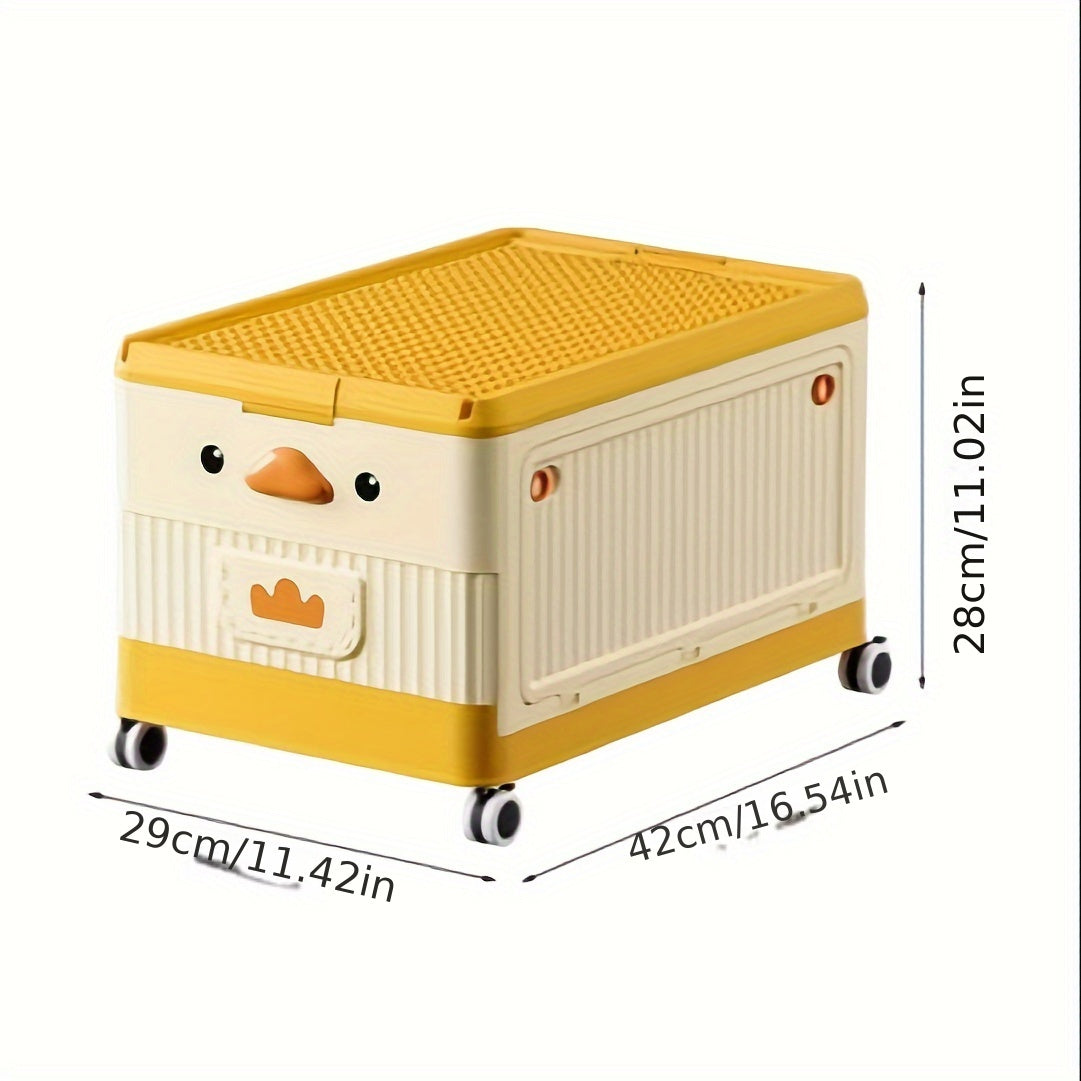 Plastic Foldable Storage Box with Wheels Stackable Container for Shoes Clothes Toys