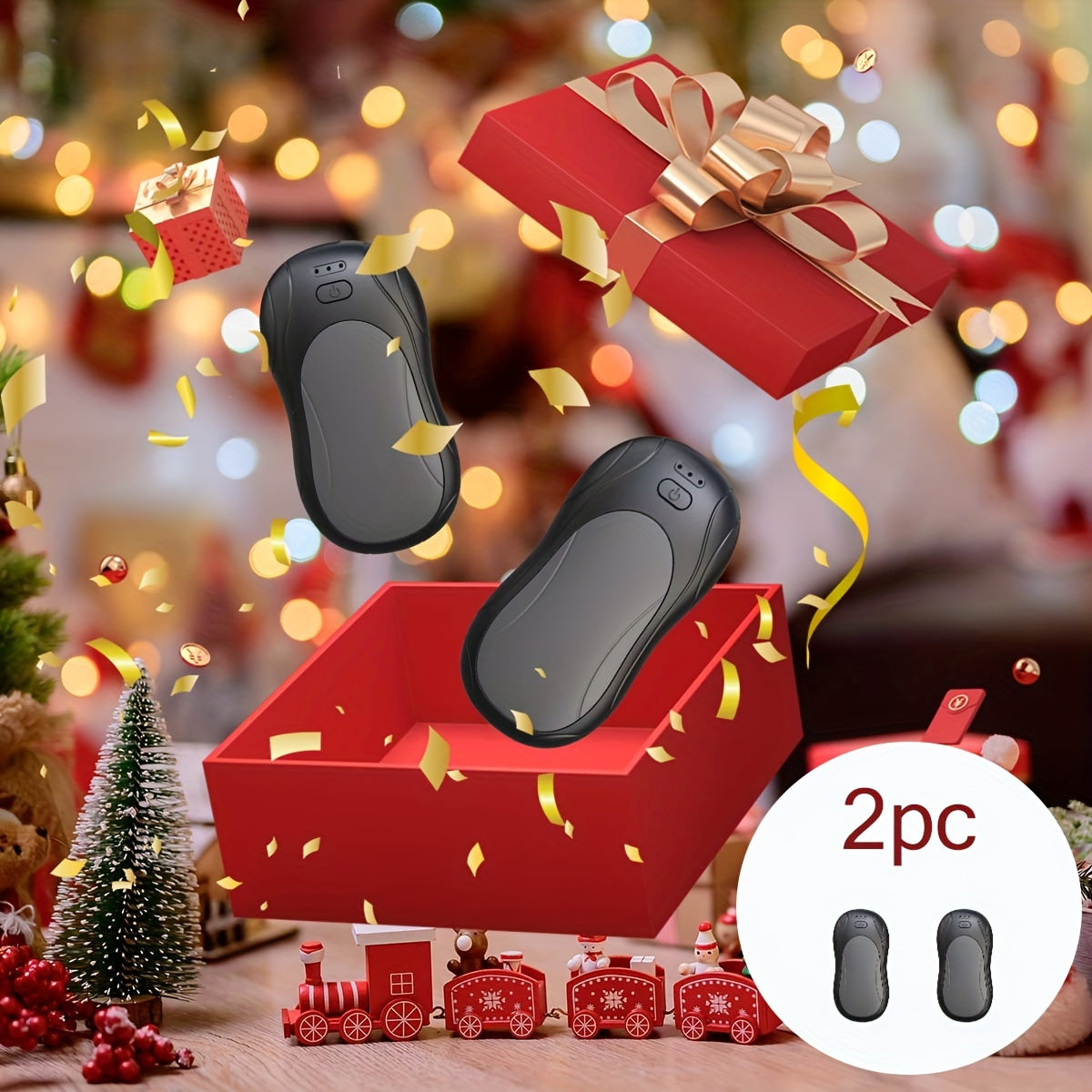 2-Pack Portable Hand Warmers Rechargeable USB Heating Pads with 3000mAh Battery