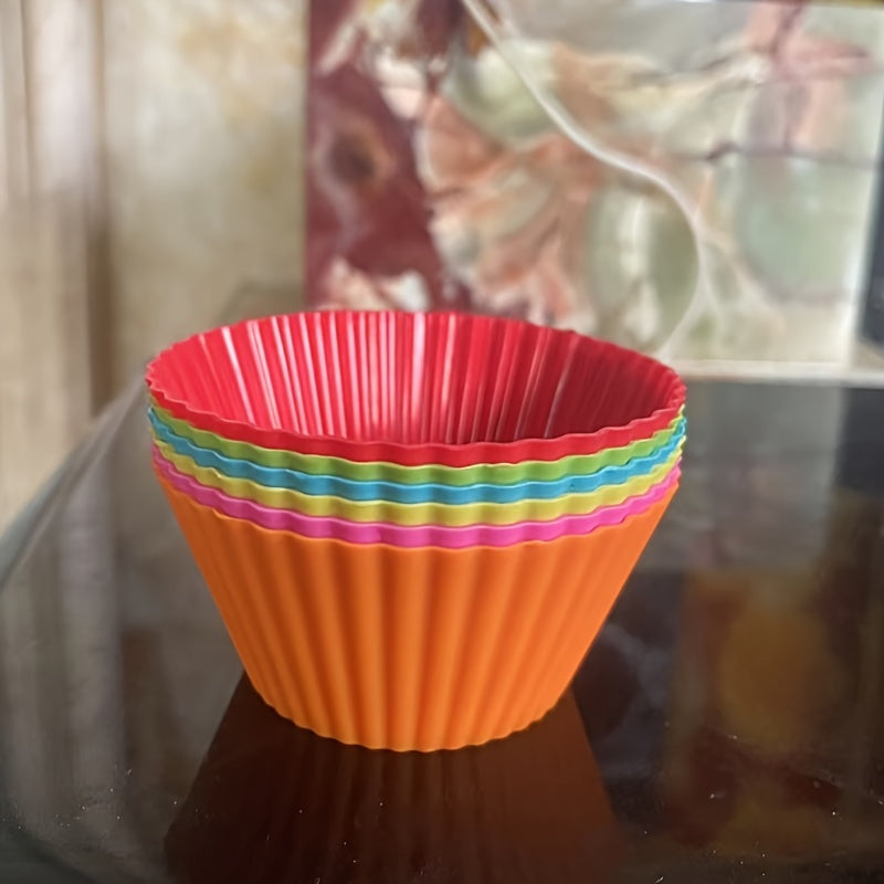 Silicone Baking Cups Set 6 12 or 18 Reusable Muffin Molds for Cakes Candies Puddings