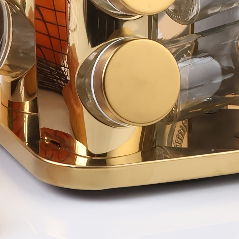 Stainless Steel Spice Rack with Pull-Out Shelf and 360° Rotation for Kitchen