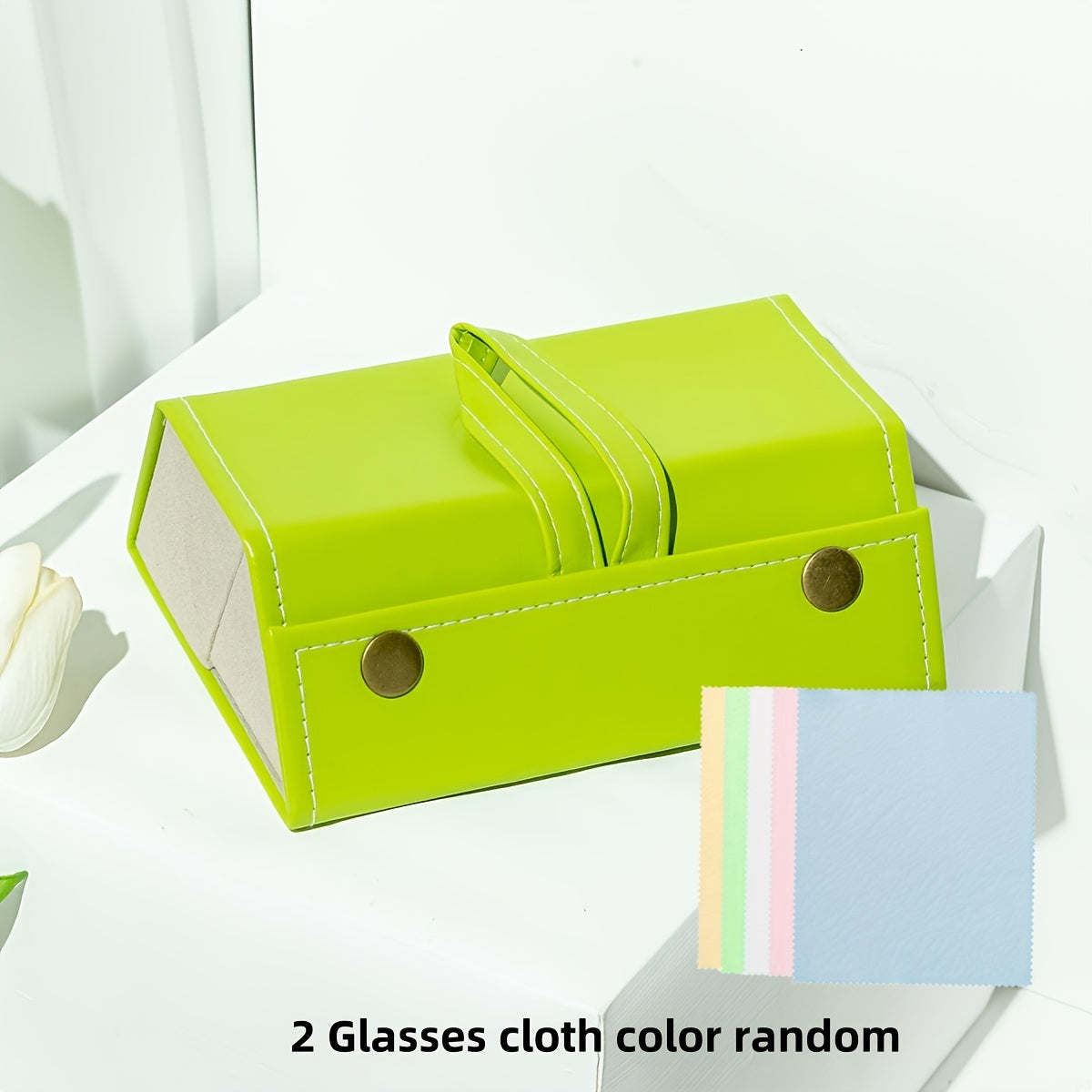 3 juft ko'zoynak uchun himoya qopqog'i, ayollar uchun mustahkam sayohat qopqog'i, 2 ta tasodifiy rangdagi tozalash matosi bilan birga