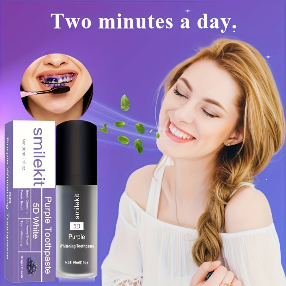 Pasta de dientes morada con blanqueamiento y aliento fresco 30ml limpieza profunda