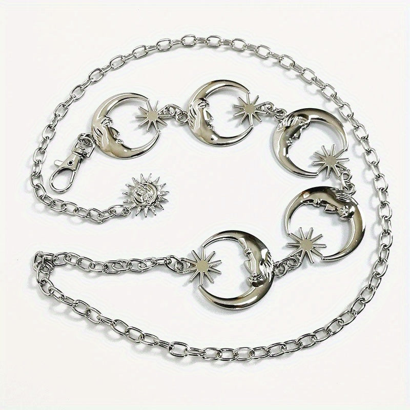Women's Gold Waist Chain with Sun, Moon, and Star Charms Body Chain Belt