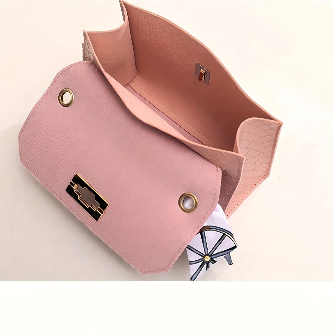 Mini Crossbody Bag with Scarf Chain Strap Lightweight Detachable Shoulder Bag in Multiple Colors