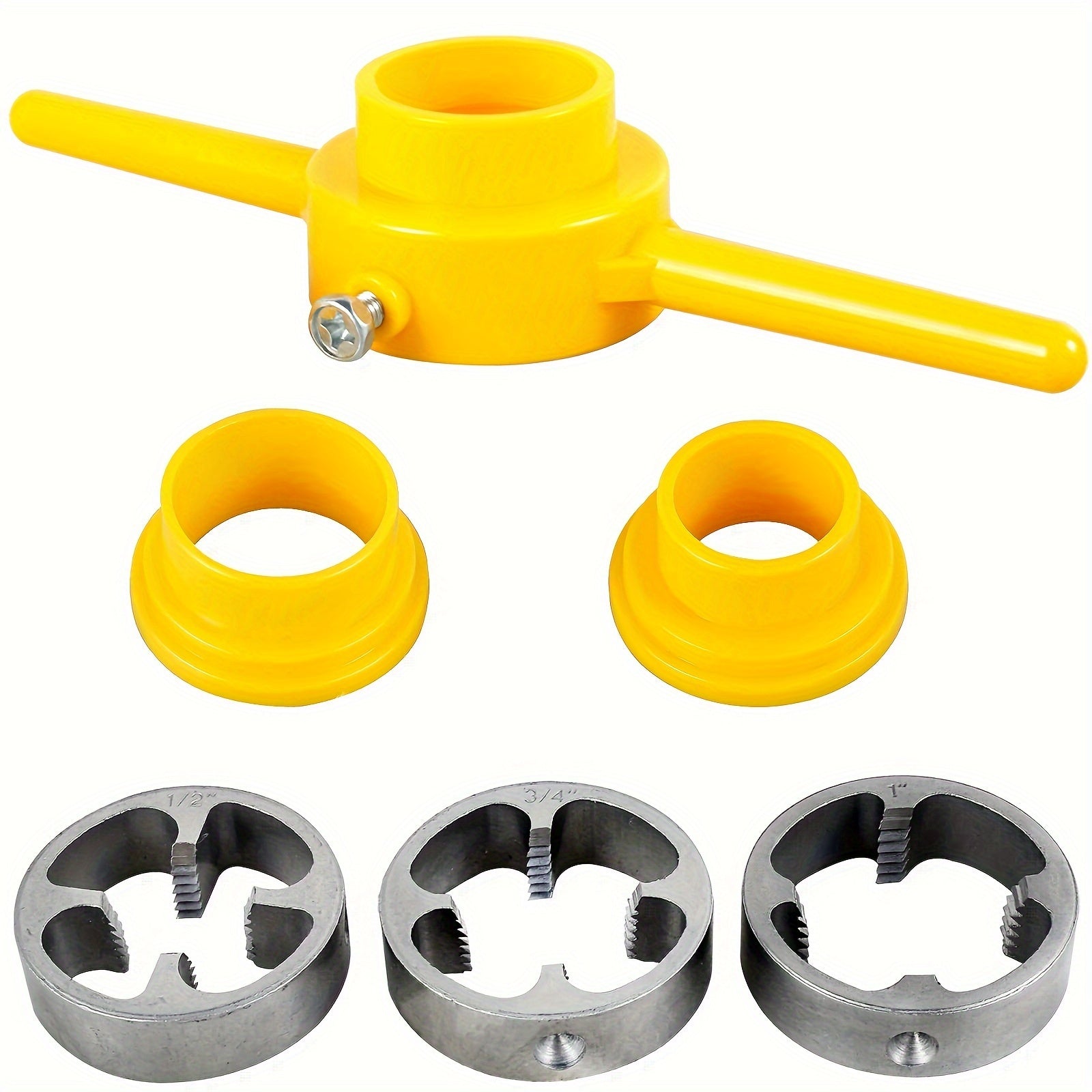 PVC Pipe Thread Die Kit for Plumbing Repair 3 Sizes Alloy Hand Tool