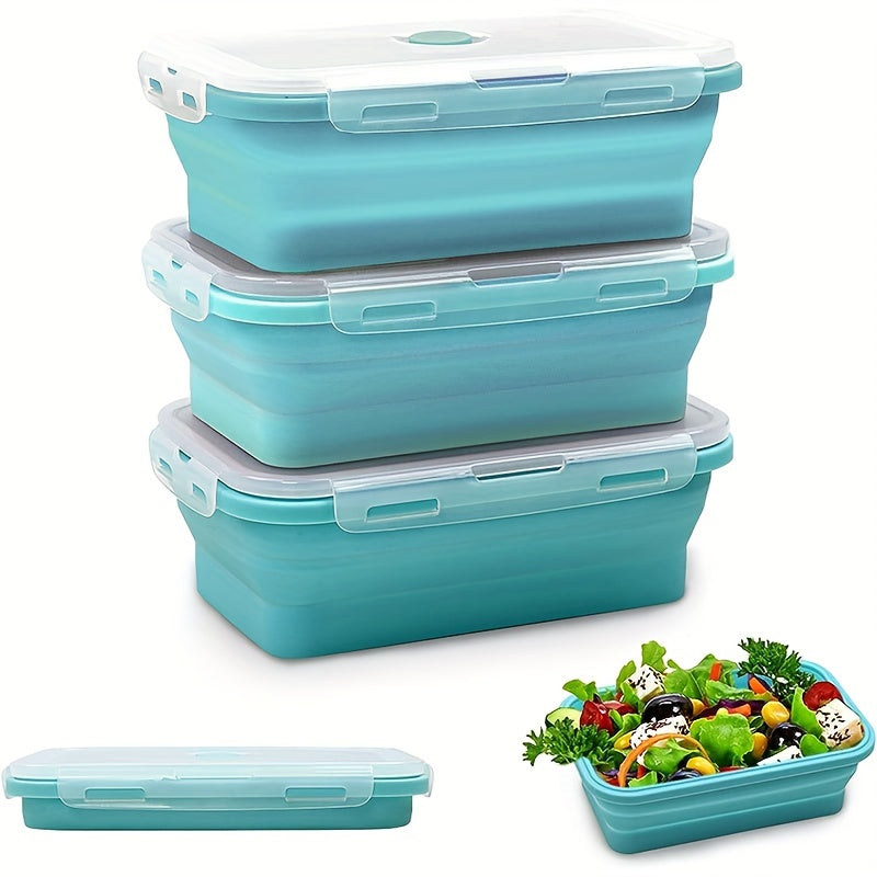 Foldable Silicone Food Storage Containers Set 3 Pack BPA Free Microwave Dishwasher Freezer