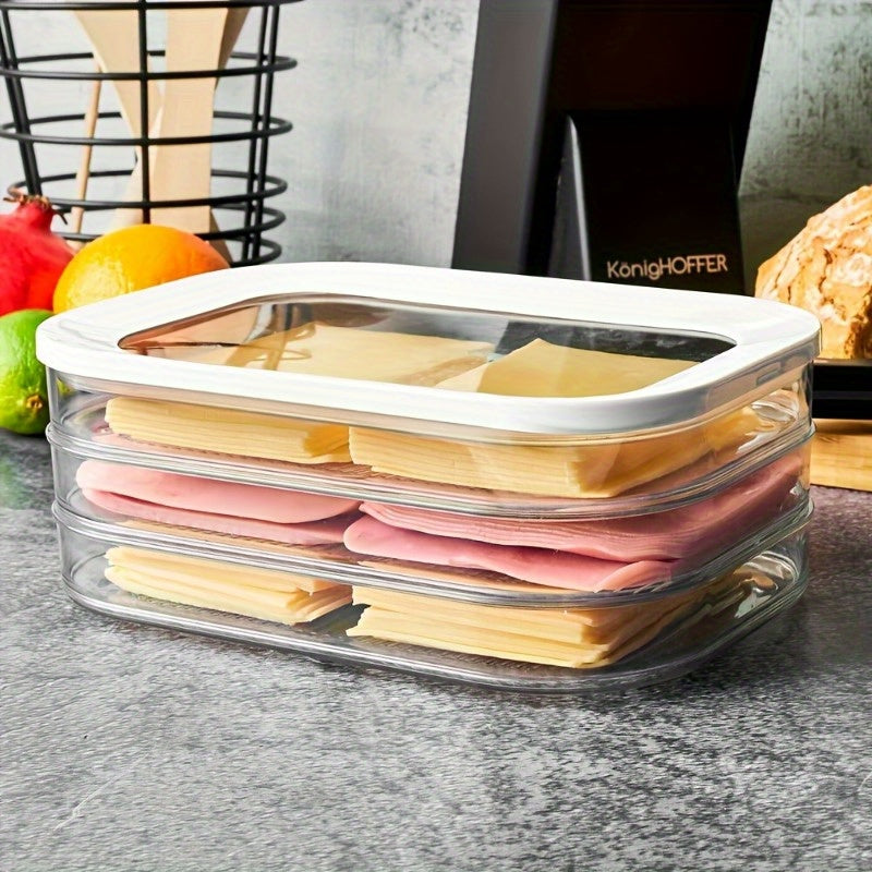 Контейнер для продуктов холодильника с крышкой, штабелируемый, для вареного мяса, обеда, салями