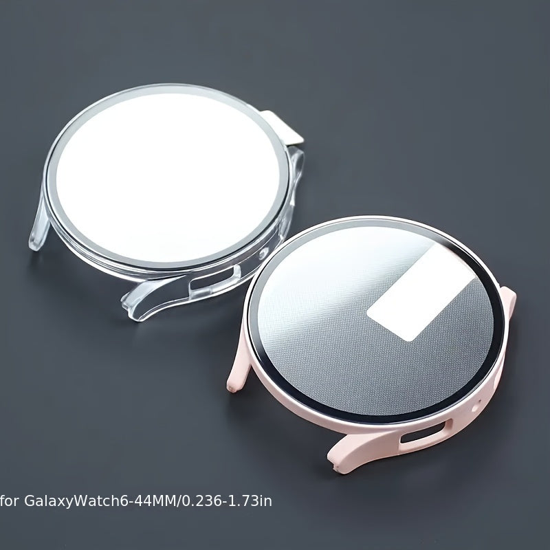 2-Piece Protective Case with Tempered Glass Film and Matte Table Holder for Smartwatch 40mm 44mm