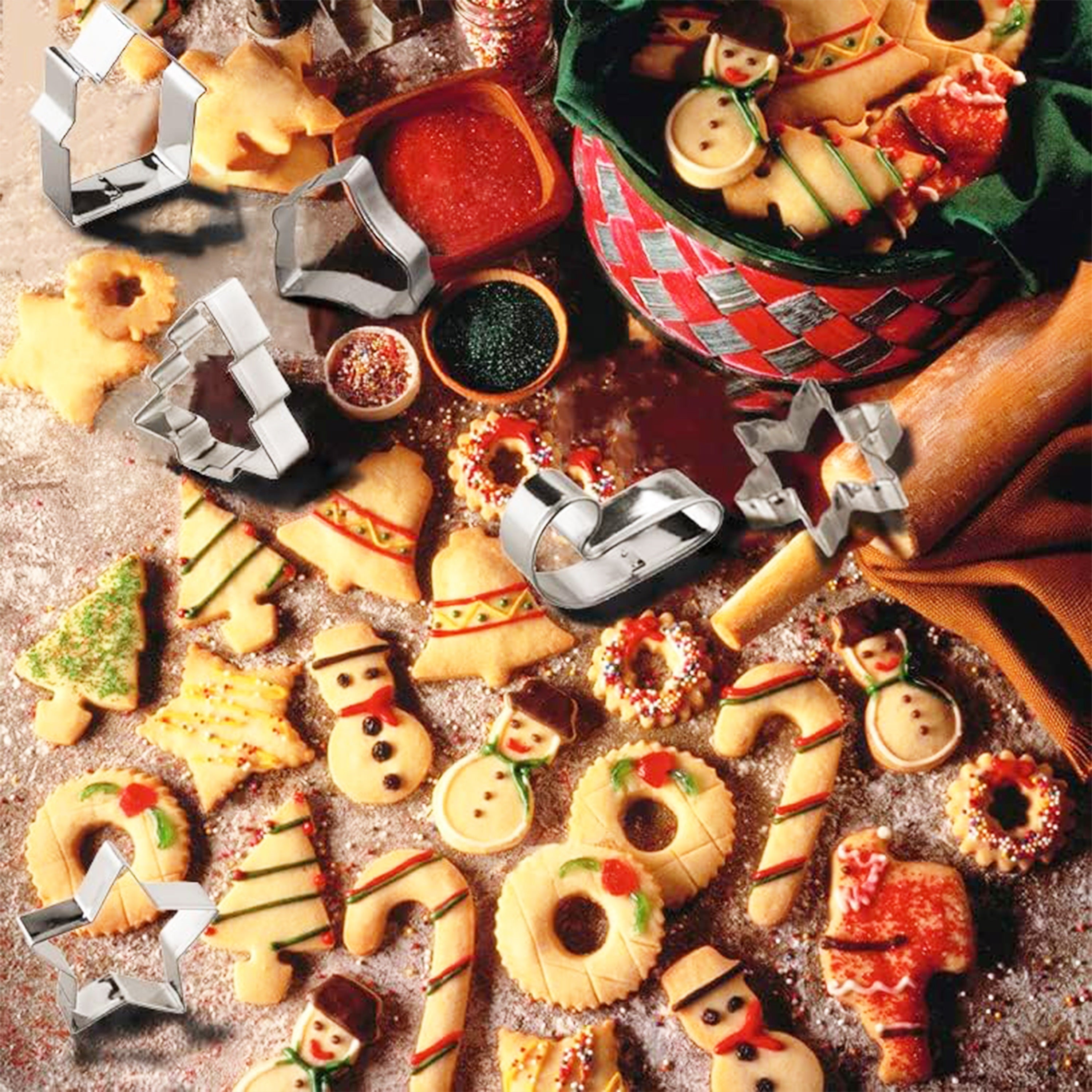 Christmas Cookie Cutter Set 10 Shapes Stainless Steel Holiday Baking Molds