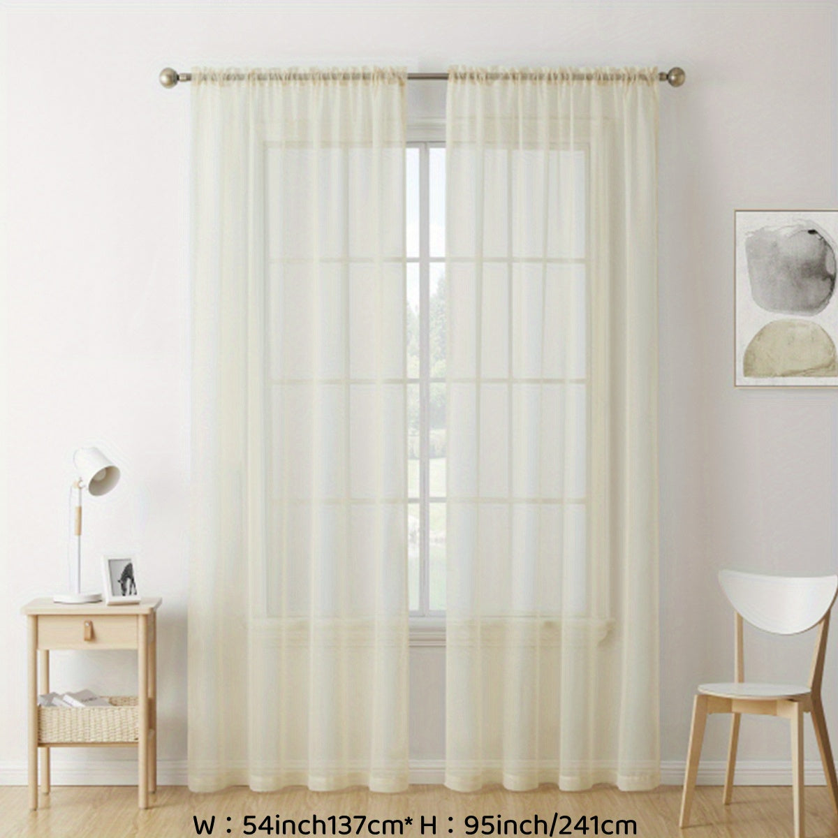 Sheer Voile Curtain Panels for Living Room Bedroom Kitchen Semi-Transparent Polyester