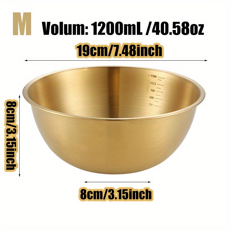 Set of 3 Stainless Steel Salad Bowls with Measurement Marks Oven Safe