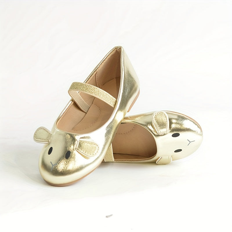 Girls Women Cartoon Rabbit Mary Jane Shoes Breathable Non-Slip Flats with Elastic Closure