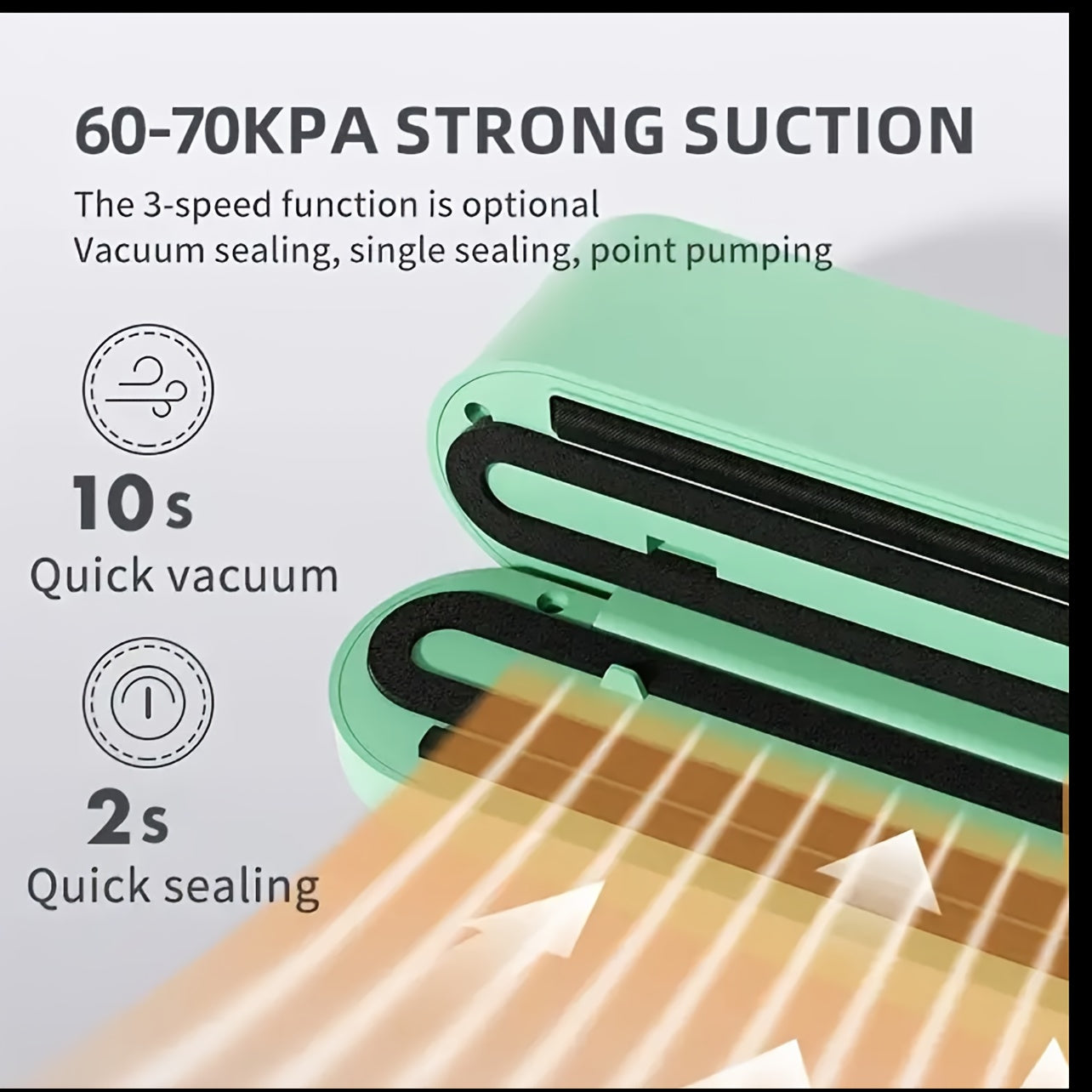 Uyda yoki sayohatda quruq va nam oziq-ovqatlarni saqlash uchun kompaktdir USB qayta zaryadlanadigan vakuum yopishtiruvchi 1200mAh batareya