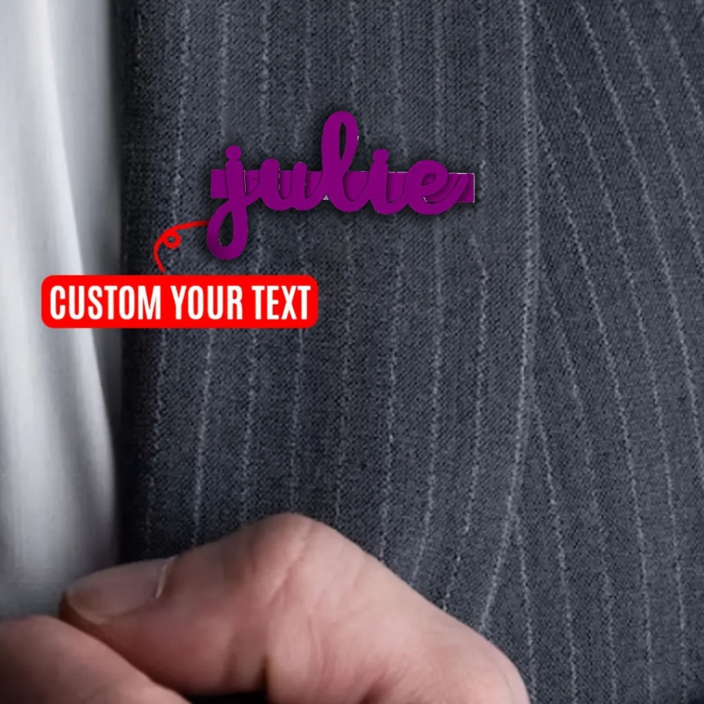 Ayollar uchun shaxsiylashtirilgan nom yozuvi bilan brosh, shaxsiylashtirilgan kurtka belgilari, ona, otaga, Sevgililar kuni uchun sovg'a