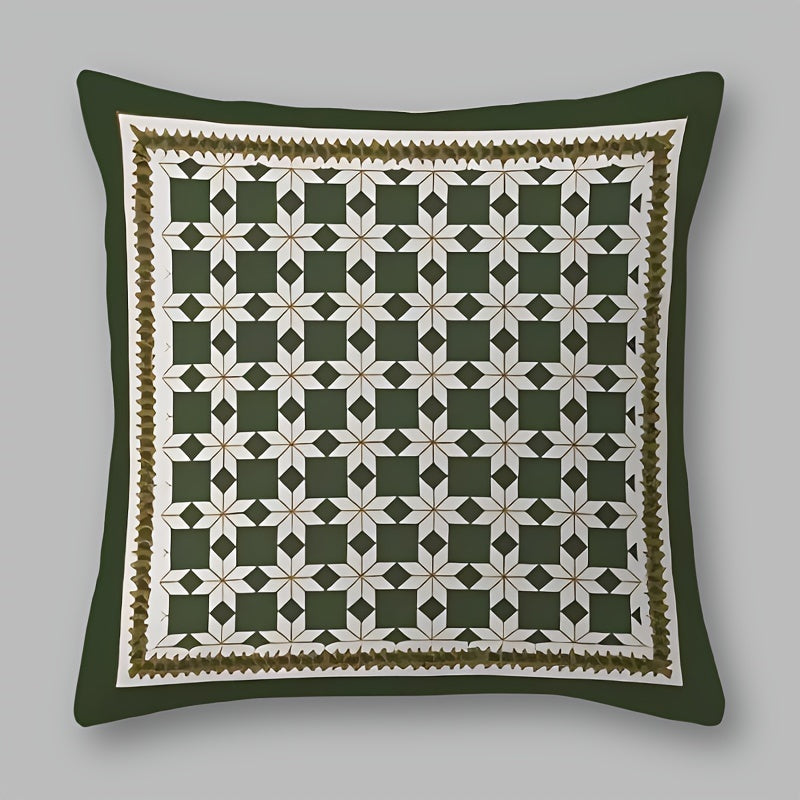 Geometric Green Throw Pillow Cover 44.96x44.96cm Reversible Polyester with Zipper