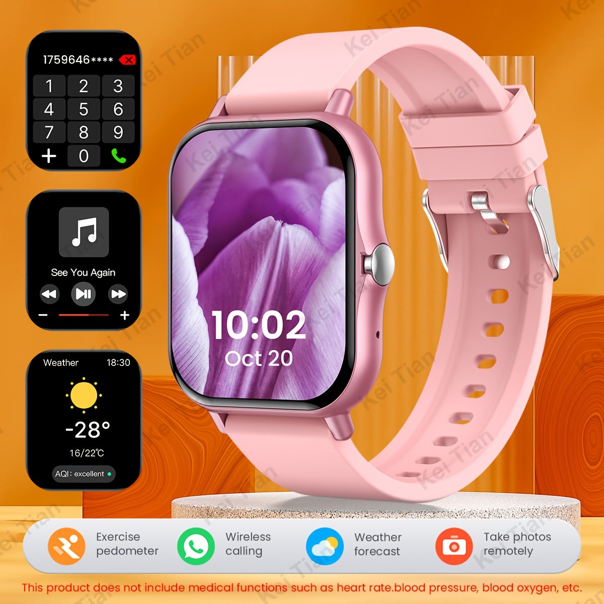 Smartwatch for iPhone and Android with Call Answering 4.65cm Touch Screen Fitness Tracker
