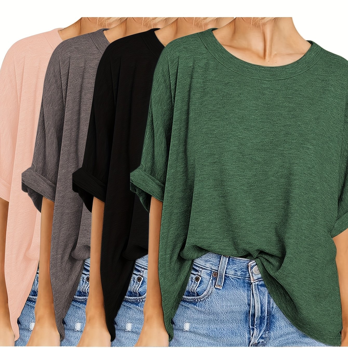 Plus Size Women's Loose Fit T-Shirts Short Sleeve Lightweight Breathable Casual