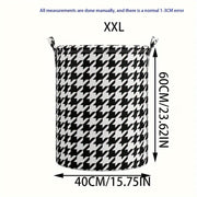 Houndstooth Foldable Laundry Basket with Handles for Bedroom Bathroom Living Room