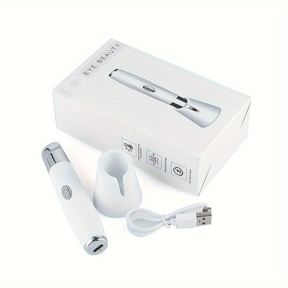 Rechargeable Eye Massager Pen for Puffiness Dark Circles and Fatigue Heated Vibrating Wand Toning Skin