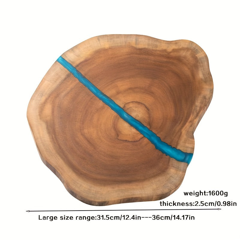 Доска из акации с акцентами из высококачественной смолы для нарезки дров и приготовления пищи на кухне. Изготовлена из экологически чистого дерева с стильным нерегулярным дизайном. Идеально подходит для нарезки стейков и других продуктов.