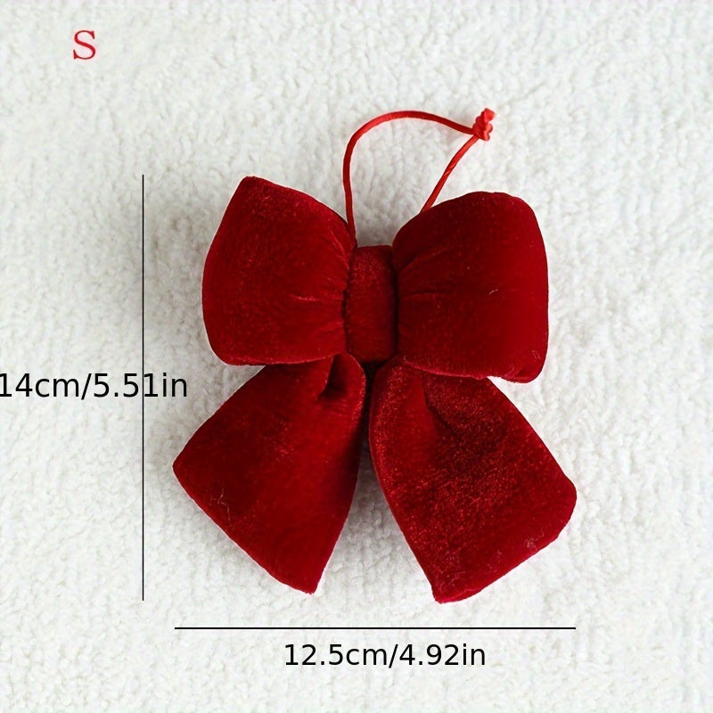 Red Velvet Bow Ornament for Holiday Decoration Christmas Thanksgiving New Year Valentine