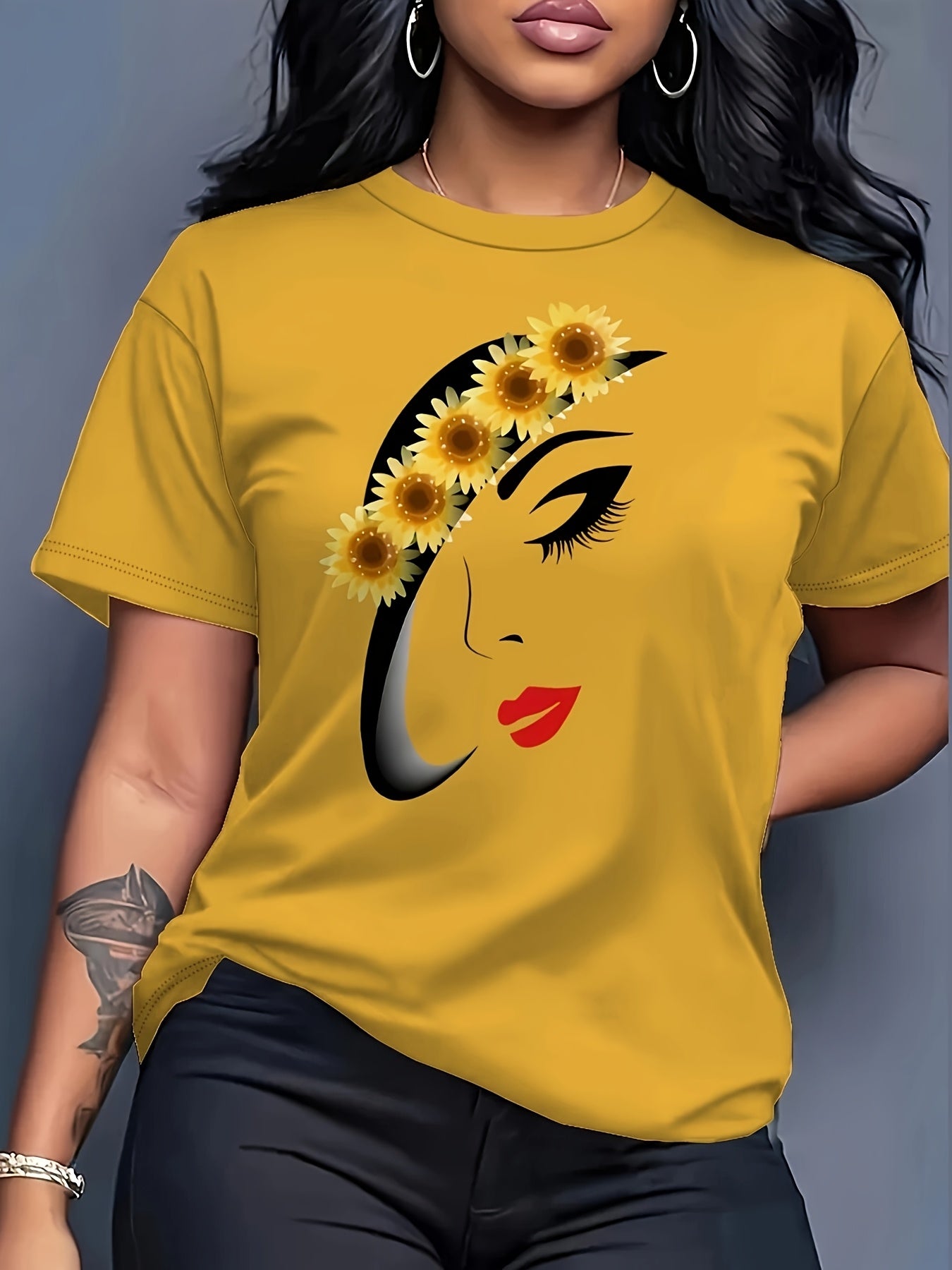 Women's Plus Size Short Sleeve T-Shirt With 3D Cartoon Print