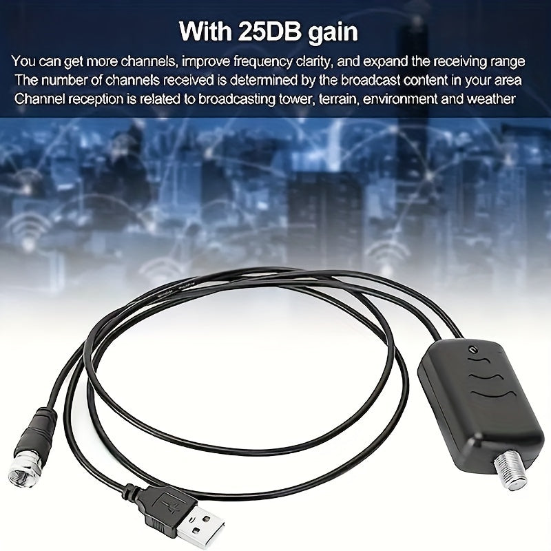Digital TV Antenna HDTV Adapter with 25dB Signal Booster for Indoor Smart TV