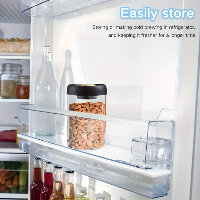 Glass Storage Jar With Pressure Pump For Coffee Beans Tea Nuts Grains