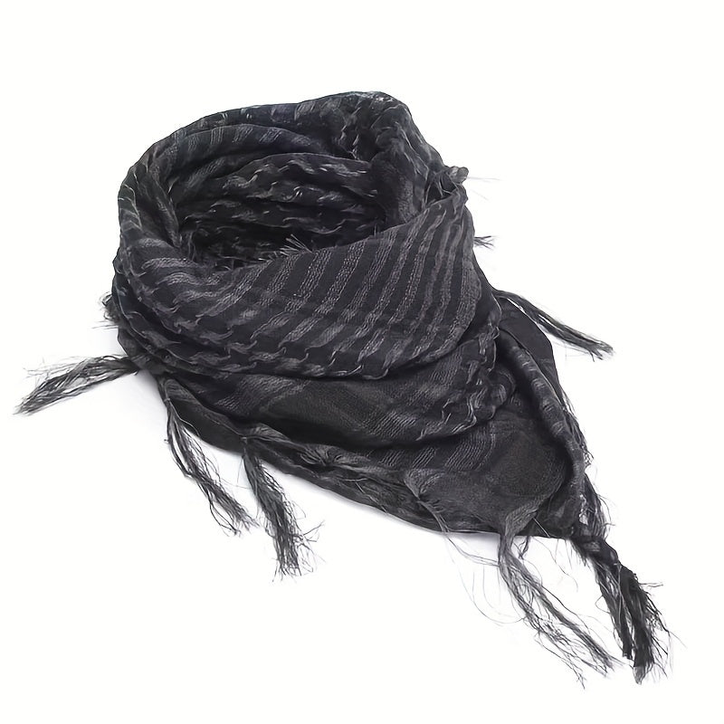 Bohemian Plaid Scarf with Tassels Multipurpose Bandana for Fall Winter