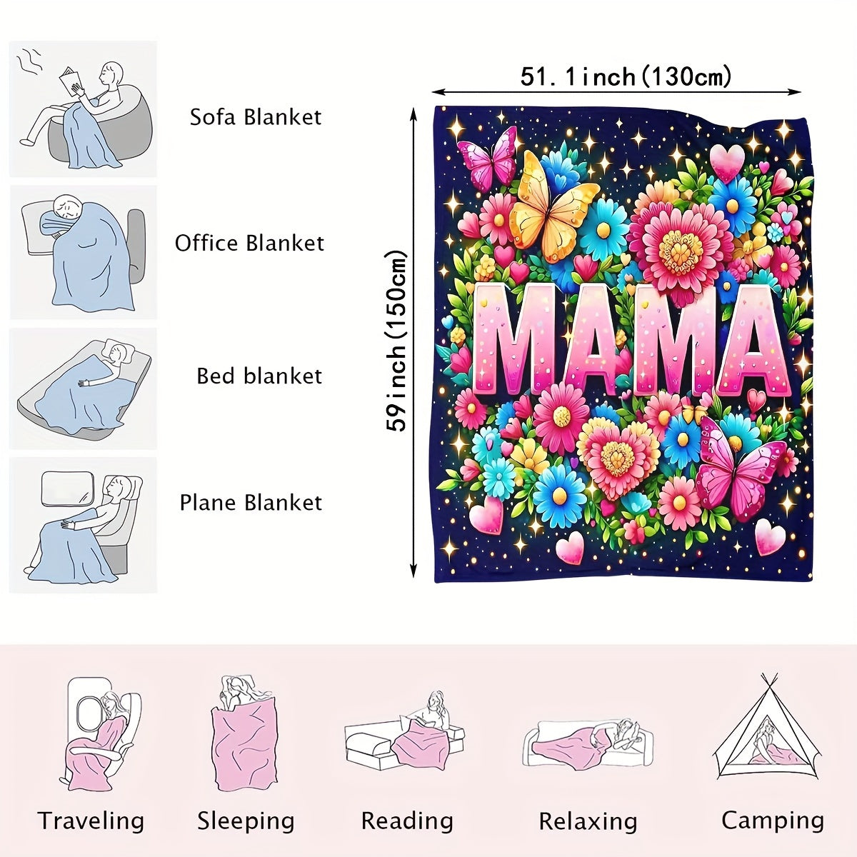 Thanksgiving Flannel Blanket for Women Warm Throw Shawl for Lunch Breaks