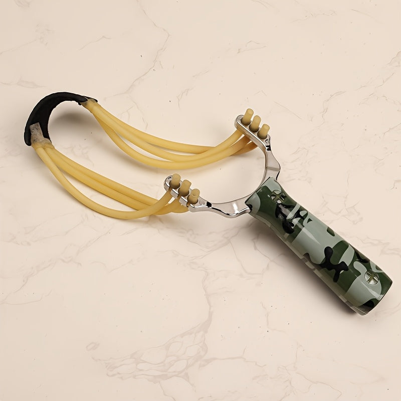 Alloy Slingshot with Plastic Handle Camouflage Design for Outdoor Shooting